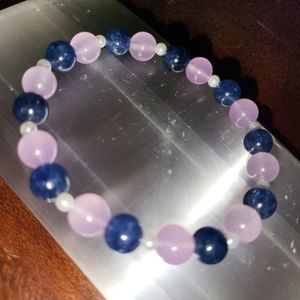 Navy & Lavender Chalcedony Crystal Bracelet